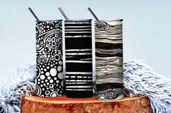 Bold Black and White Abstract Doodle Patterns Digital Paper Product Image 4