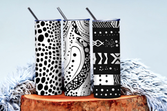 Abstract Black and White Doodle Patterns Digital Paper Product Image 4