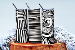 Black and White Abstract Doodle Patterns Digital Paper Product Image 4