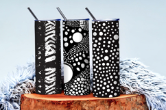 Trendy Black and White Boho Doodle Patterns Digital Paper Product Image 4