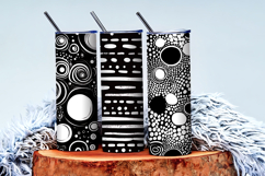 Trendy Black and White Boho Doodle Patterns Digital Paper Product Image 4