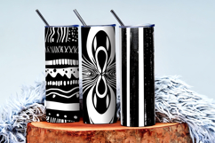 Black and White Abstract Doodle Patterns Digital Paper Product Image 4