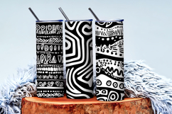 Bold Black and White Abstract Doodle Patterns Digital Paper Product Image 4