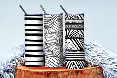 Black and White Abstract Doodle Patterns Digital Paper Product Image 4