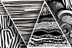 Black and White Abstract Doodle Patterns Digital Paper Product Image 3