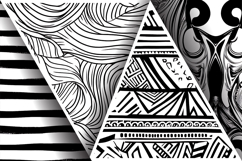 Black and White Abstract Doodle Patterns Digital Paper Product Image 3