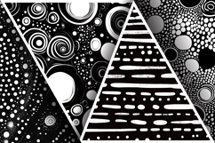 Trendy Black and White Boho Doodle Patterns Digital Paper Product Image 3