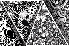 Modern Black and White Doodle Pattern Digital Paper Product Image 3