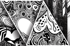Modern Black and White Doodle Pattern Digital Paper Product Image 3
