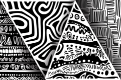 Bold Black and White Abstract Doodle Patterns Digital Paper Product Image 3