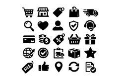 Black and White E-Commerce Icon Set Design Product Image 1