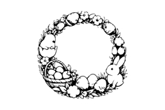 Black and White Easter Circular Frame Design Product Image 1