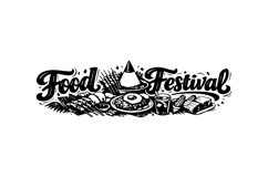 Black and White Food Festival Horizontal Lettering Design Product Image 1