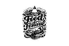 Black and White Food Festival Vertical Lettering Design Product Image 1