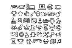 Black and White Game Outline Icon Collection Design Product Image 1