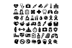 Black and White Health Icon Collection Design Product Image 1