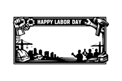 Black and White Labor Day Horizontal Frame Design Product Image 1