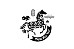 Black &amp; white lunar new year 2026 horse chinese zodiac sign Product Image 1