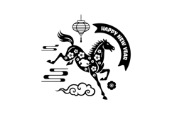 Black and white lunar new year 2026 horse chinese zodiac Product Image 1