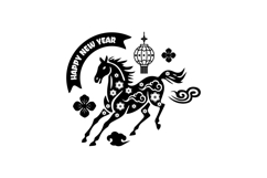 Black and white lunar new year 2026 horse chinese zodiac Product Image 1