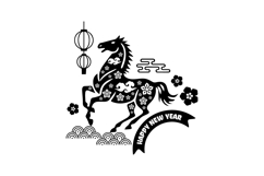 Black and white lunar new year 2026 horse chinese zodiac Product Image 1