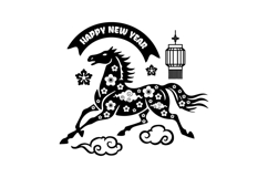 Black and white lunar new year 2026 horse chinese zodiac Product Image 1