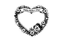 Black and White Mother’s Day Heart Frame Design Product Image 1