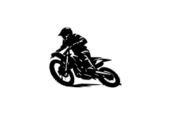Black and White Motocross Rider Wheelie Silhouette Design Product Image 1