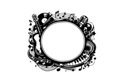 Black and White Music Circle Frame Design Product Image 1