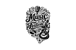 Black and White Music Festival Vertical Lettering Design Product Image 1