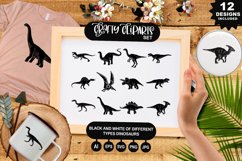 Black And White of Different Types Dinosaurs Clipart Set Product Image 1
