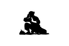 Black and White Pencak Silat Defensive Block Silhouette Product Image 1