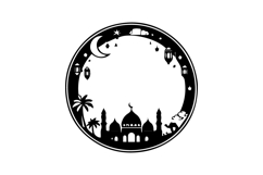 Black and White Ramadan Circle Frame Design Product Image 1