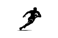 Black and White Rugby Sprint Silhouette Design Product Image 1