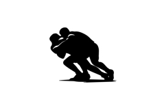 Black and White Rugby Tackle Silhouette Design Product Image 1