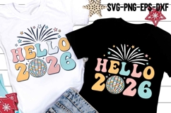 Hello New Year 2026 SVG | Retro Disco ball New Year 2026 PNG Product Image 1