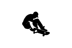 Black and White Skateboarder Aerial Grab Silhouette Design Product Image 1