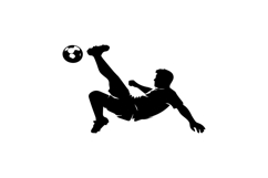 Black and White Soccer Player Flying Volley Silhouette Desig Product Image 1