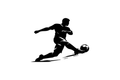 Black and White Soccer Player Powerful Kick Silhouette Desig Product Image 1
