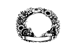 Black and White Thanksgiving Circle Frame Design Product Image 1