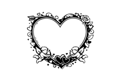 Black and White Valentine Heart Frame Design Product Image 1