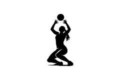 Black and White Volleyball Player Set Silhouette Design Product Image 1