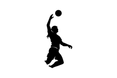 Black and White Volleyball Player Spike Silhouette Design Product Image 1