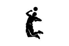Black and White Volleyball Player Twist Spike Silhouette Des Product Image 1