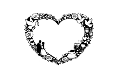 Black and White Wedding Heart Frame Design Product Image 1