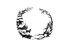 Black and White Winter Circle Frame Design Product Image 1