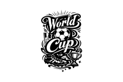 Black and White World Cup Vertical Lettering Design Product Image 1