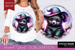 Black Bear Halloween Round Tshirt Background Cute Animal PNG Product Image 1