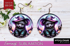 Black Bear Halloween Round Earrings Cute Animal PNG Product Image 1