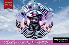 Black Bear Halloween Wind Spinner Sublimation PNG Cute Round Product Image 1